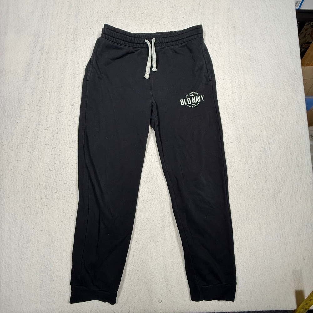 Old Navy Kids XL 14-16 Black Fleece Joggers Graphic Logo Sweatpants